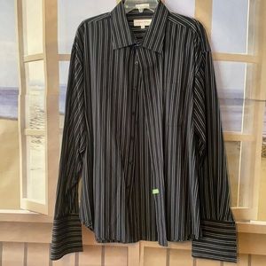 Linea Dome Chemise black‎ striped dress shirt